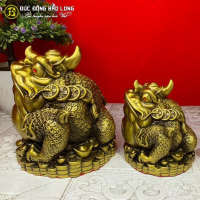 Tượng Cóc Ba Chân Đầu Một Sừng Bằng Đồng