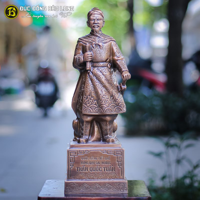 Tượng Trần Hưng Đạo Bằng Đồng Màu Giả Cổ Cao 42cm