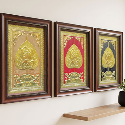 Quà Tặng Tranh Chữ Bình An Lá Đề Bằng Đồng Khổ 40cm x 55cm