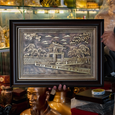Tranh Khuê Văn Các Bằng Đồng Màu Giả Cổ Khung Composite Khổ 55cm x 40cm và 50cm x70cm