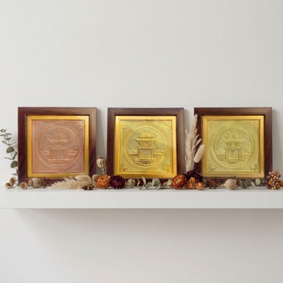 Quà Tặng Lưu Niệm Tranh Khuê Văn Các Bằng Đồng Khổ Vuông 20cm
